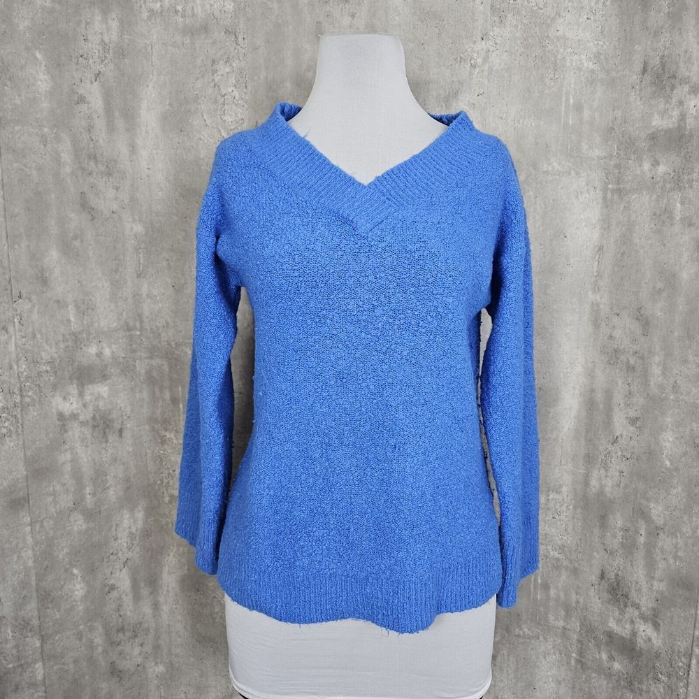 Anthropologie Womens S Clayton Blue Alpaca Blend Oversized Fuzzy Sweater